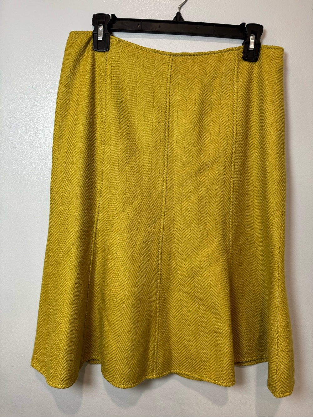 Carlisle Women’s Wool A-Line Skirt Size 8 Mustard Yellow Herringbone Lined
